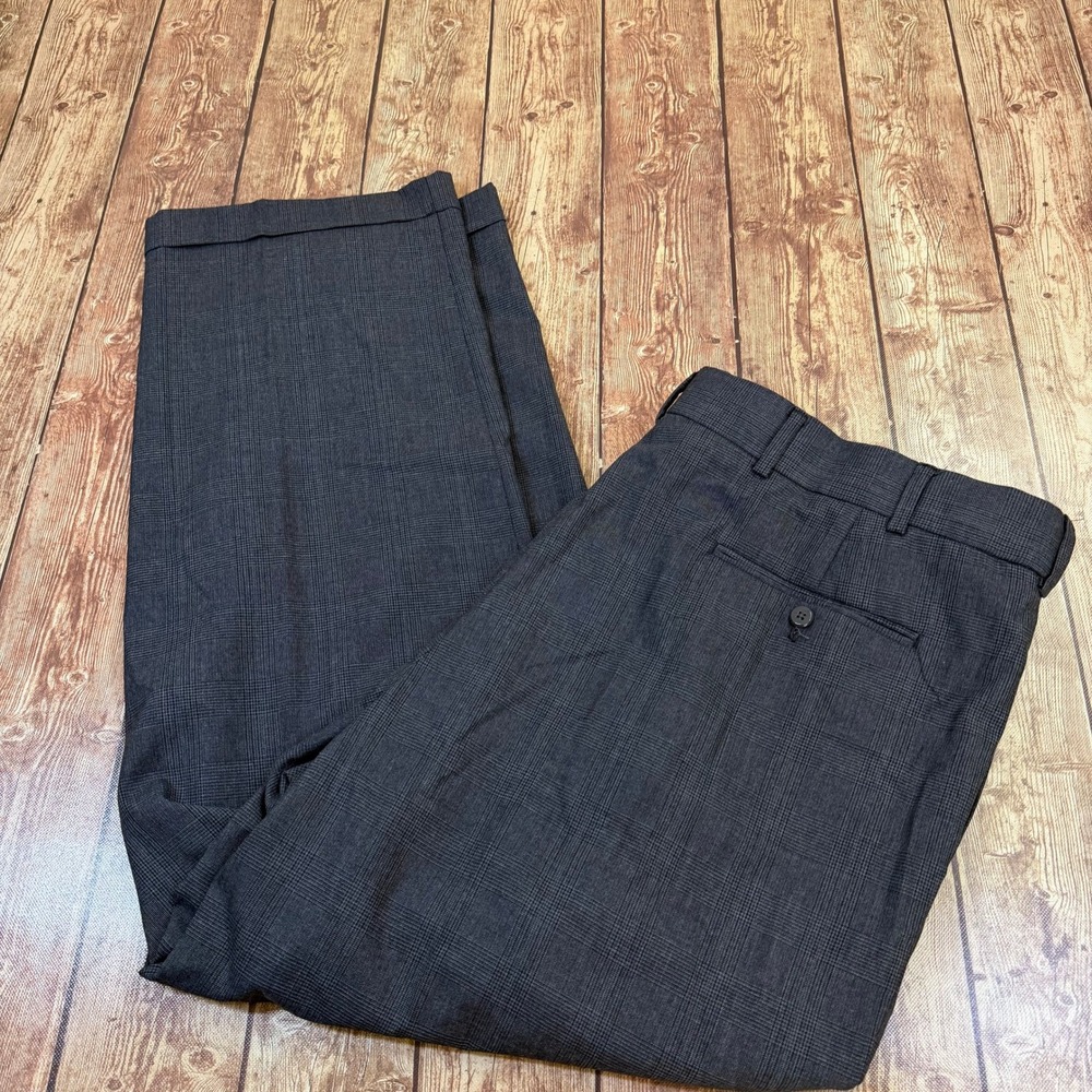 Stafford | Pants | Stafford Performance Dress Pants Mens 44x3 Gray Pleated Glen Plaid Classic Fit